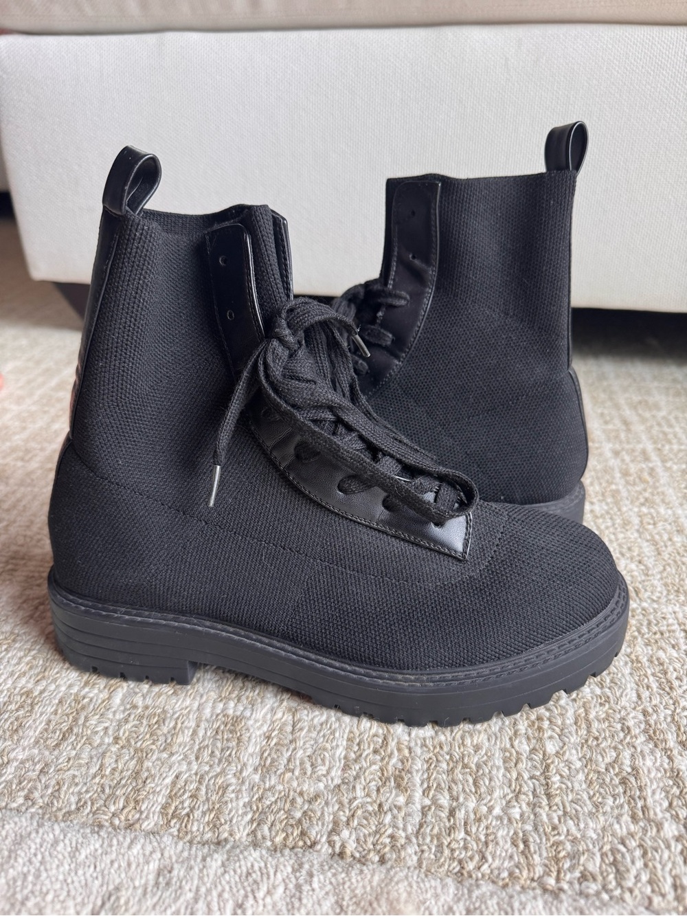 ASOS Black Knit Lace-Up Ankle Boots